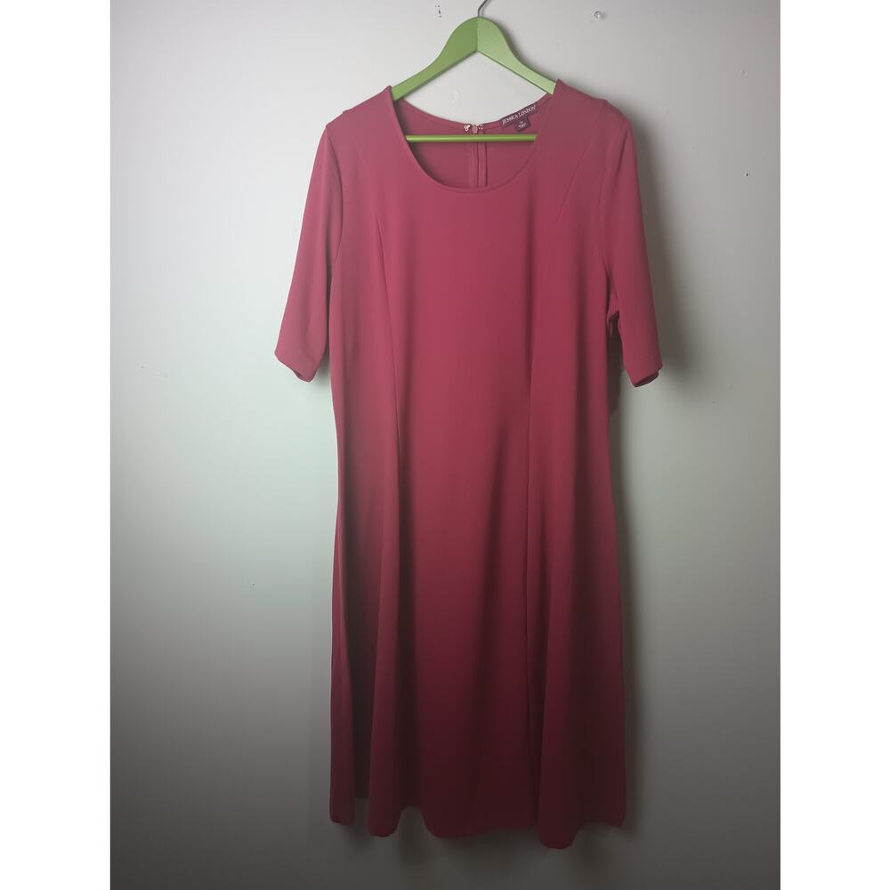 Women's Pink Sheath Pencil Dress‎ Short sleeve Stretch Midi Jessica London 20